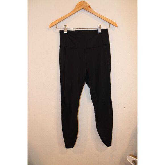 lululemon athletica Pants - Lululemon size 6 black leggings tulip mesh side seam